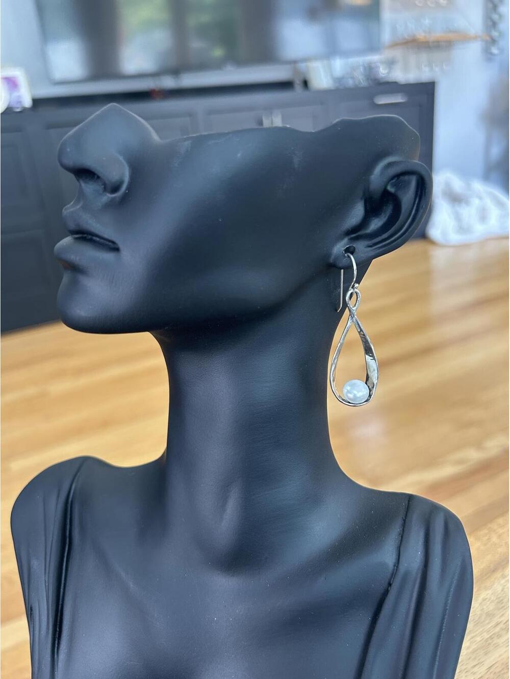 Silver Earrings with Pearl Accent